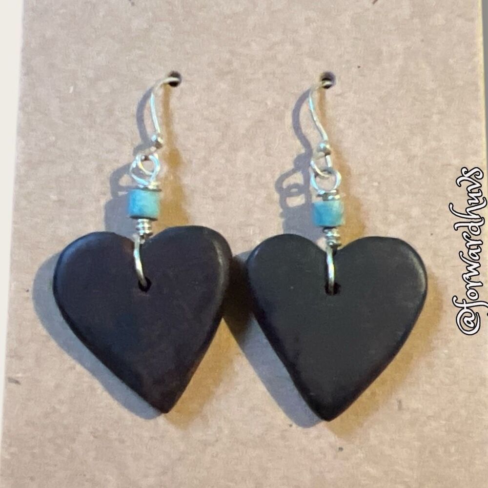 Wooden Heart Dangle Earrings